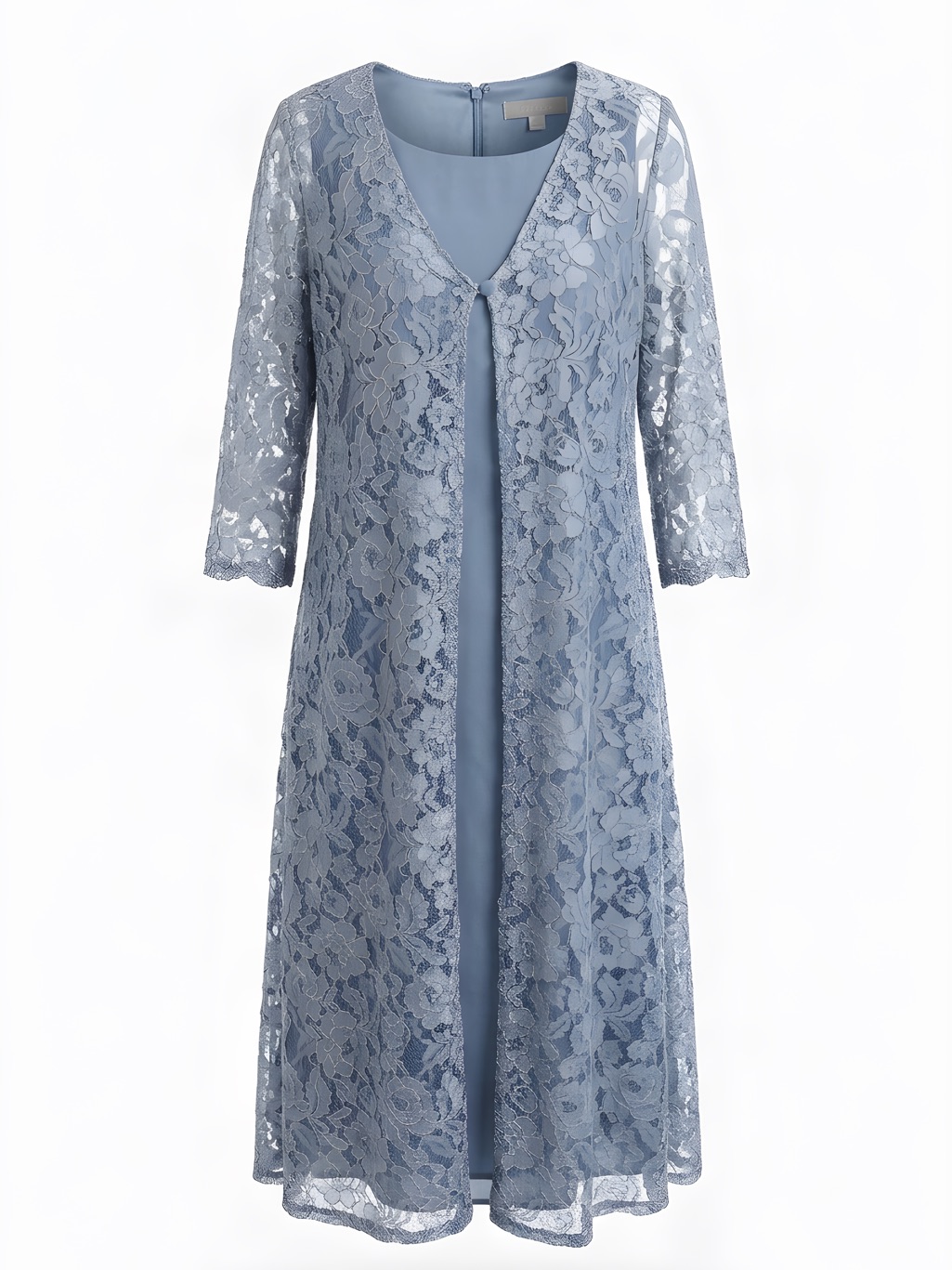 Light Blue Lace Overlay With Dress - Mother Of The Groom Or Guest